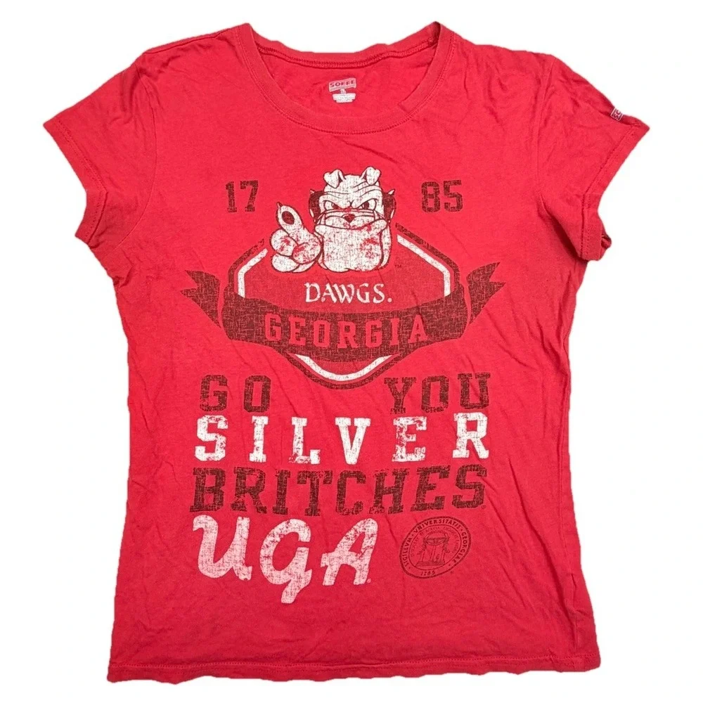 UGA Georgia Bulldogs Youth XL Red Go You Silver Britches‎ Soffe T-Shirt
